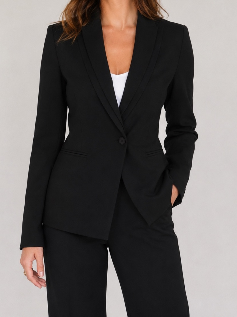 Shamask Couture for Moss Women’s Black Longline One Button Tailored Blazer sz 4